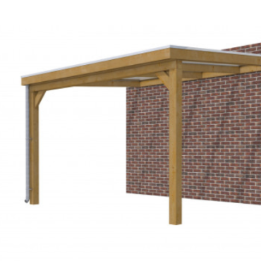 Veranda Excellent 400 douglas, 412x360 cm, dakplaten helder, groen geïmpregneerd.