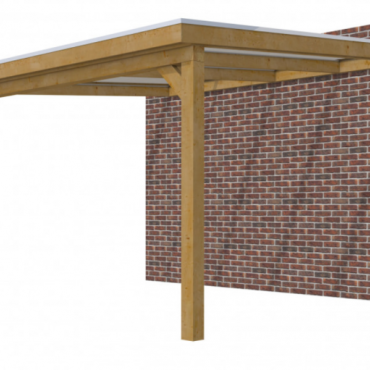Veranda Excellent 400 douglas, 412x410 cm, dakplaten helder, groen geïmpregneerd.