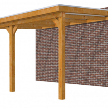 Veranda Excellent 500 douglas, 512x410 cm, dakplaten helder, transparant gespoten.