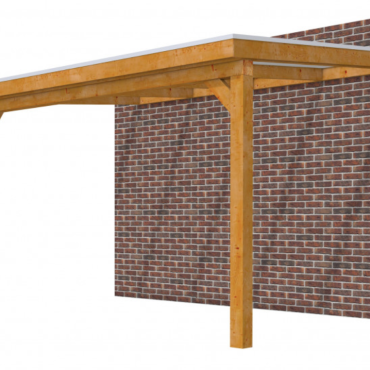Veranda Excellent 400 douglas, 412x310 cm, dakplaten helder, transparant gespoten.