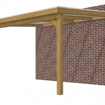 Veranda Excellent 400 douglas, 412x360 cm, dakplaten opaal, groen geïmpregneerd.