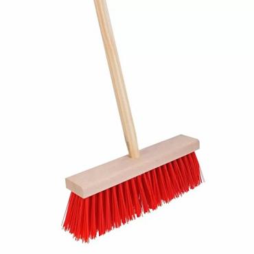 Bezem b35cm rood+steel h1.4m