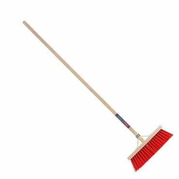 Bezem b35cm rood+steel h1.4m