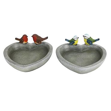Vogelbad hart l21b22h10cm ass