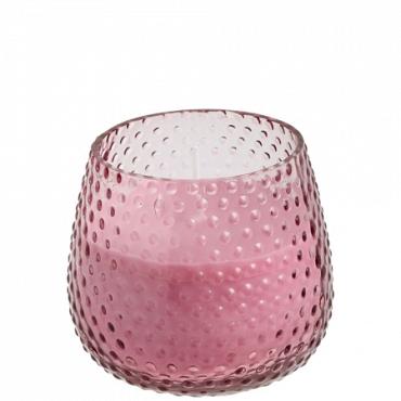 Kaars in bubbelglas d8h7.5cm blauw