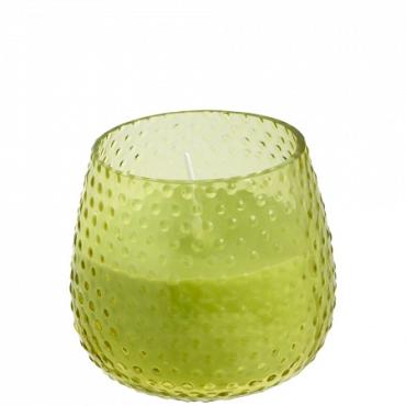 Kaars in bubbelglas d8h7.5cm blauw