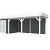 Vuren Topvision Premium Bonte Specht, 300x250 en luifel 500 cm, wanden antraciet en basis wit.