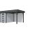 Vuren Topvision Kiekendief, 200x300 en luifel 300 cm, wanden lichtgrijs en basis antraciet