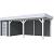 Vuren Topvision Premium Kiekendief, 200x300 en luifel 500 cm, wanden antraciet en basis lichtgrijs.