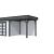 Vuren Topvision Premium Bonte Specht, 300x250 en luifel 300 cm, wanden lichtgrijs en basis antraciet.